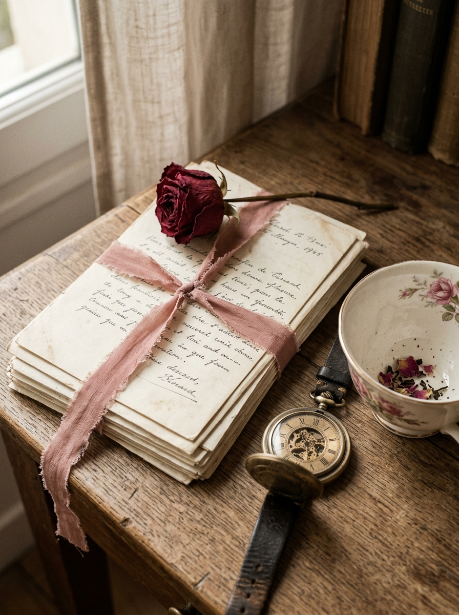 Lettre manuscrite d'Élise sur papier ivoire avec sceau de cire